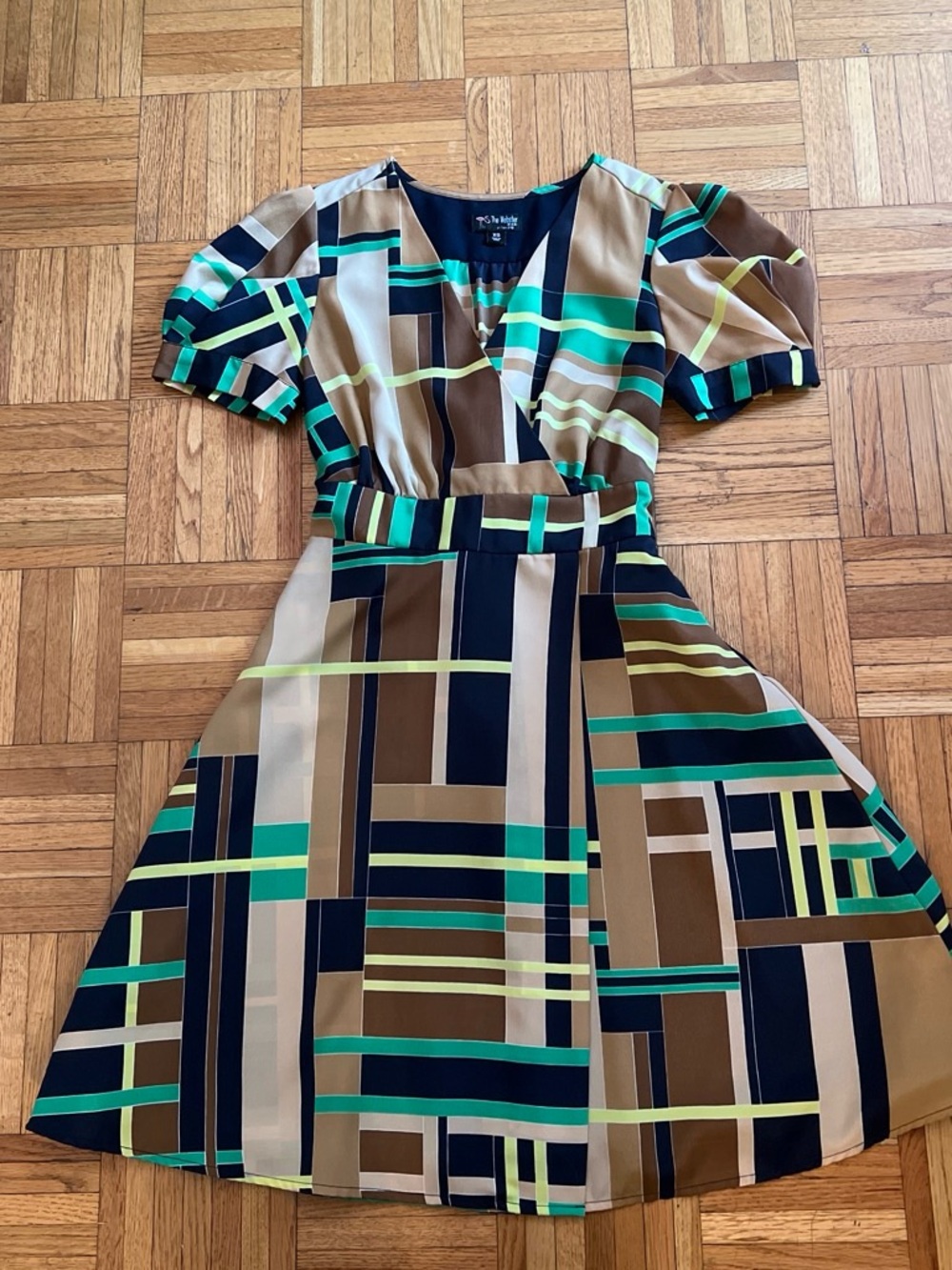 The Webster at Target Geometric Midi Dress in Teal, Navy & Brown